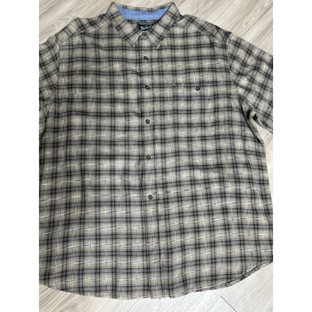 Woolrich Woolen Mills Heavy Men's Gray Plaid Outdoor Cotton Shirt Sz XXL - Picture 4 of 14